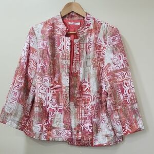 Alia Vibrant Coral Jacket with White Accents